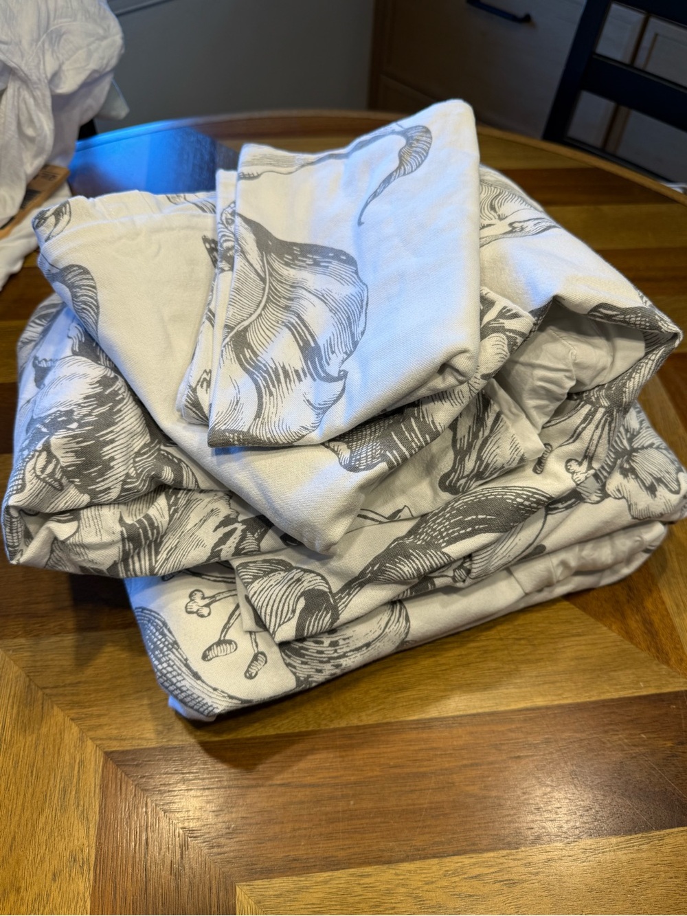 Pottery Barn Botanical Print King Duvet Cover & 2 pillow shams organic cotton